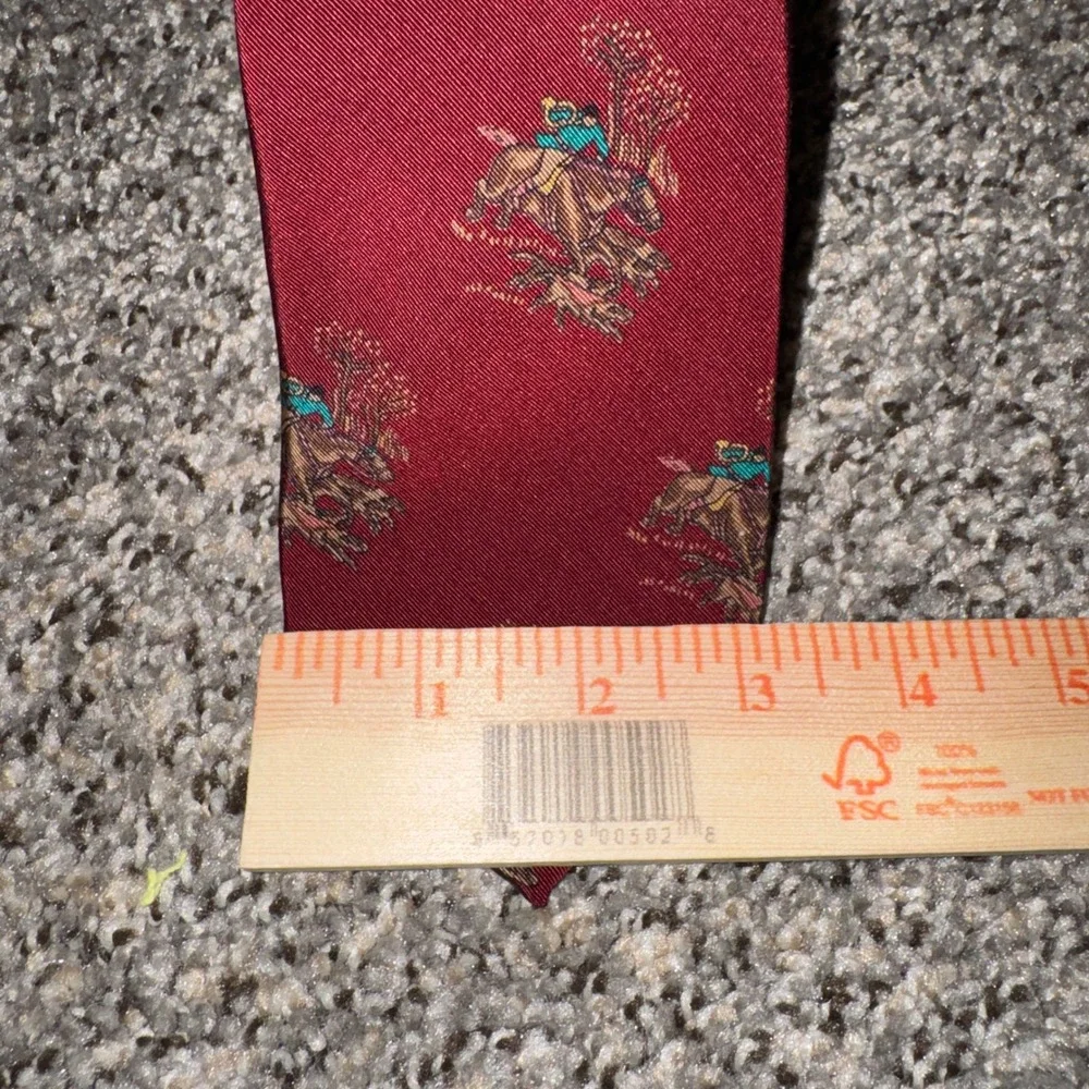 Robert Talbott Norton Ditto Silk Wool Tie Burgundy Equestrian Horse Vintage